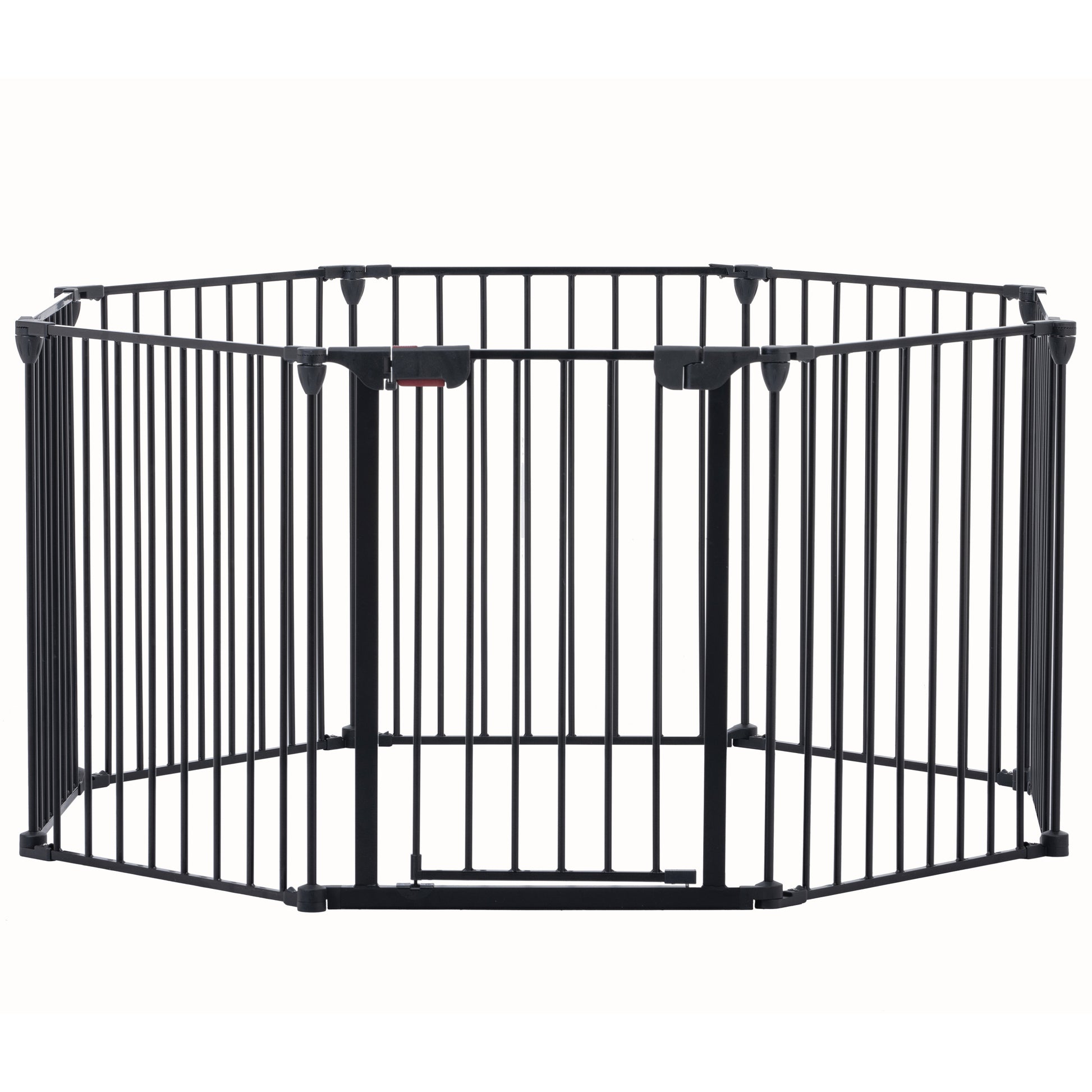 200" Adjustable Safety Gate 8 Panels Play Yard Metal Doorways Fireplace Fence Christmas Tree Fence Gate For House Stairs Gate Prohibited Area Fence Black Steel