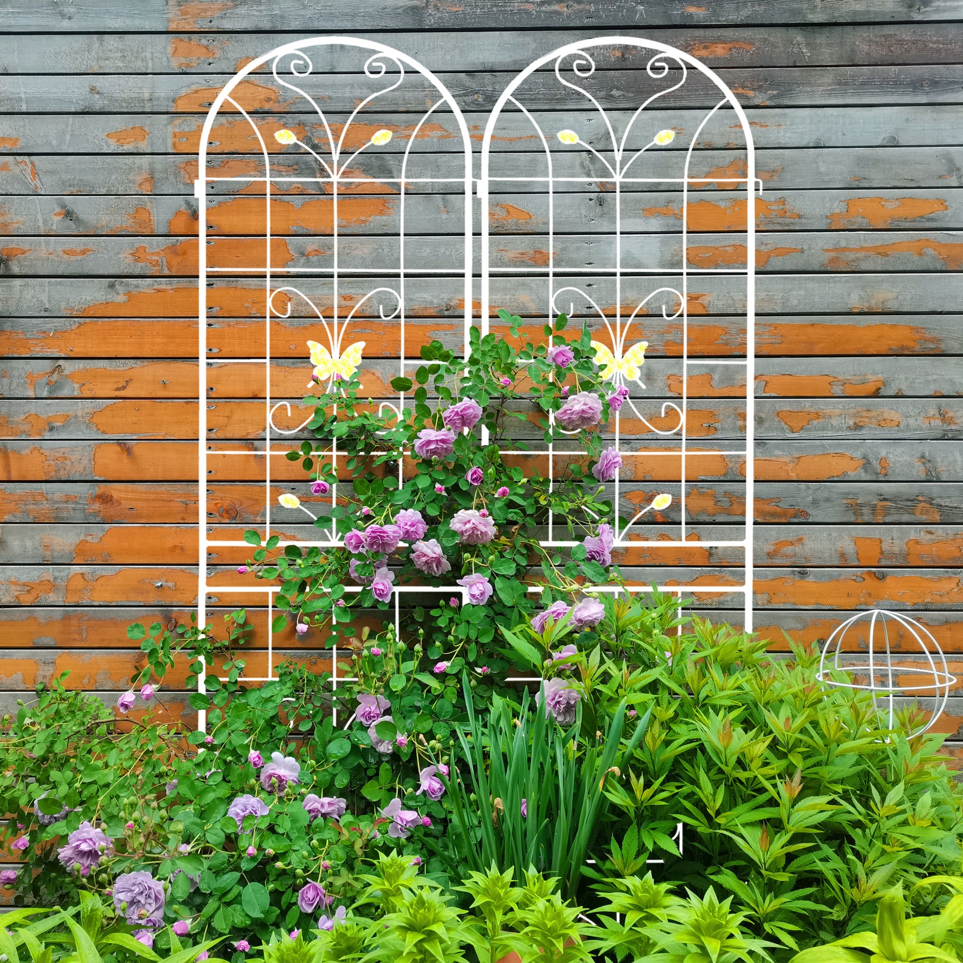 wrought iron trellis for climbing plants 2 Pack Metal Garden Trellis 86.7" X 19.7" Rustproof Trellis For Climbi