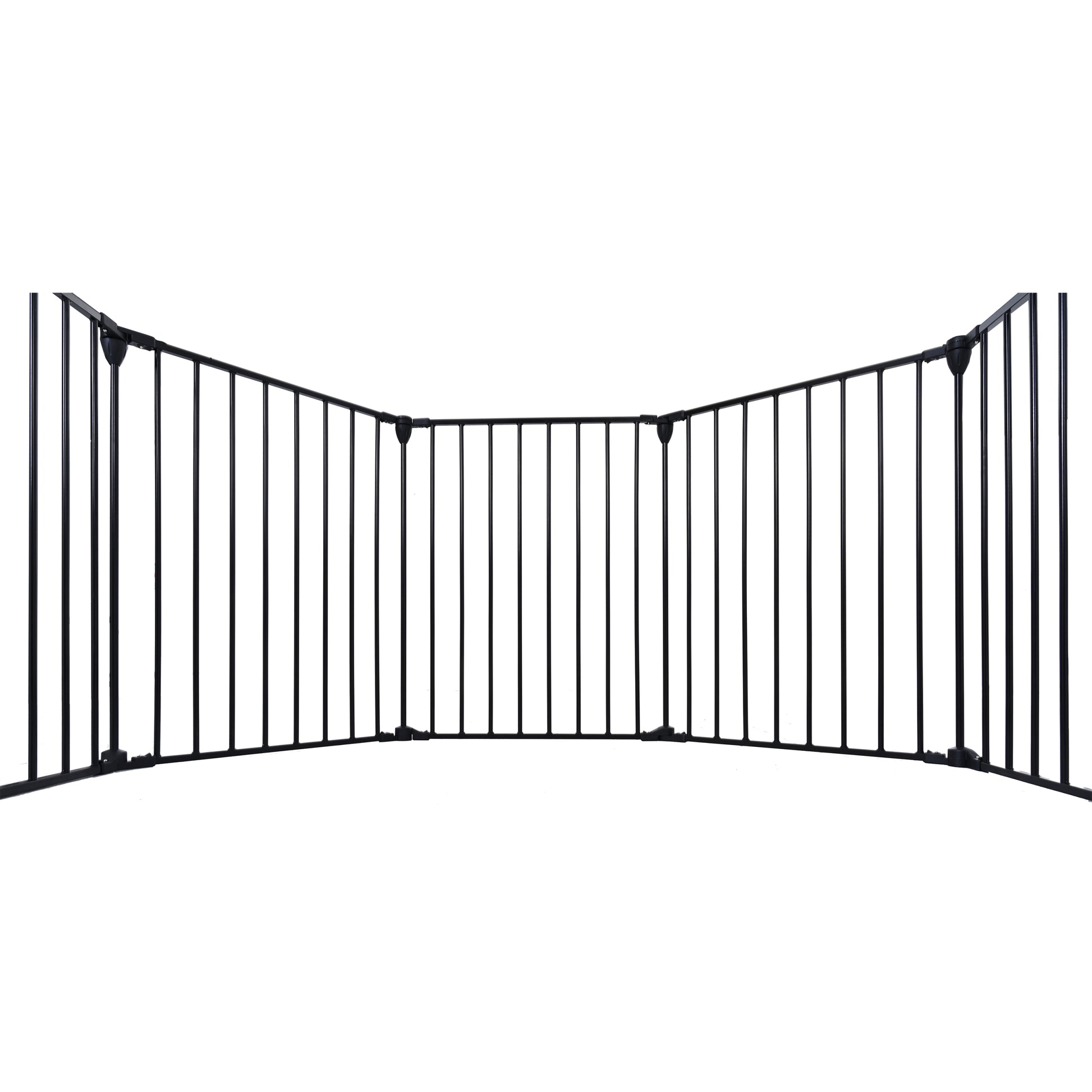 200" Adjustable Safety Gate 8 Panels Play Yard Metal Doorways Fireplace Fence Christmas Tree Fence Gate For House Stairs Gate Prohibited Area Fence Black Steel