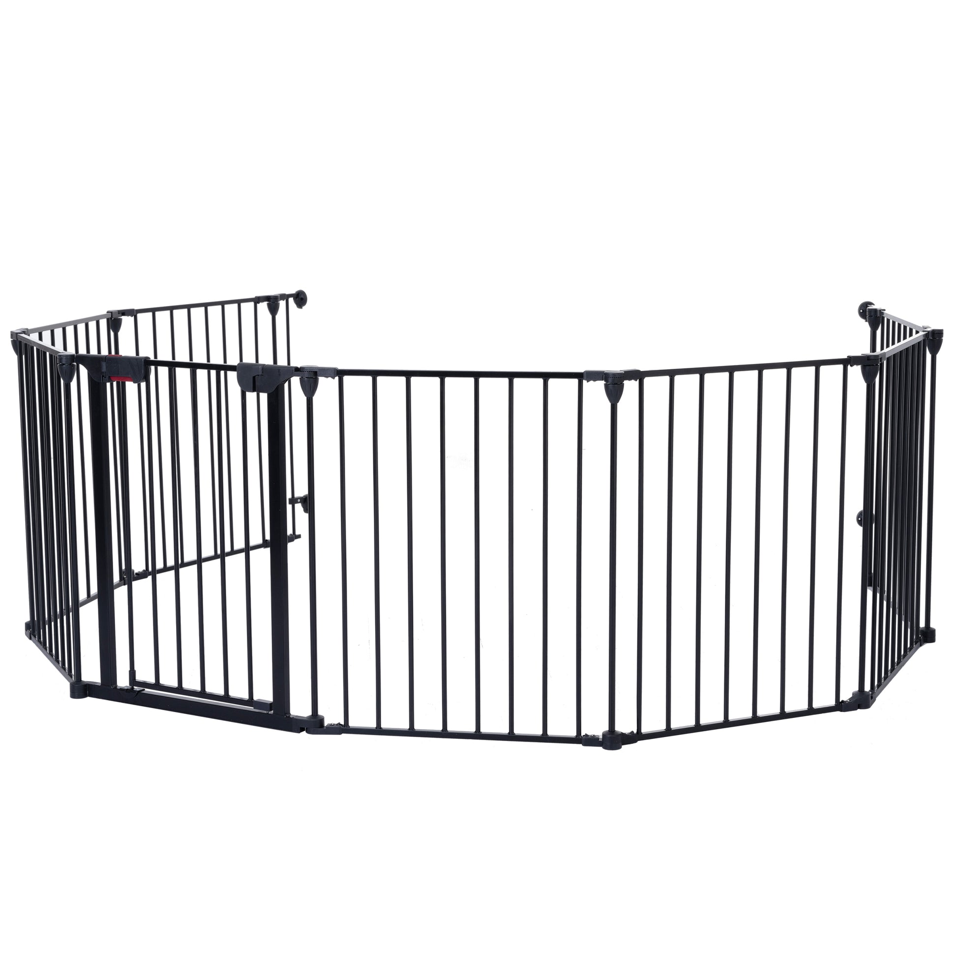 200" Adjustable Safety Gate 8 Panels Play Yard Metal Doorways Fireplace Fence Christmas Tree Fence Gate For House Stairs Gate Prohibited Area Fence Black Steel