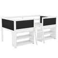 Twin Size Low Loft Bed With Two Movable Shelves And Ladder,With Decorative Guardrail Chalkboard,White Old Sku: Wf283286Aak Box Spring Not Required Twin White Wood Bedroom Pine