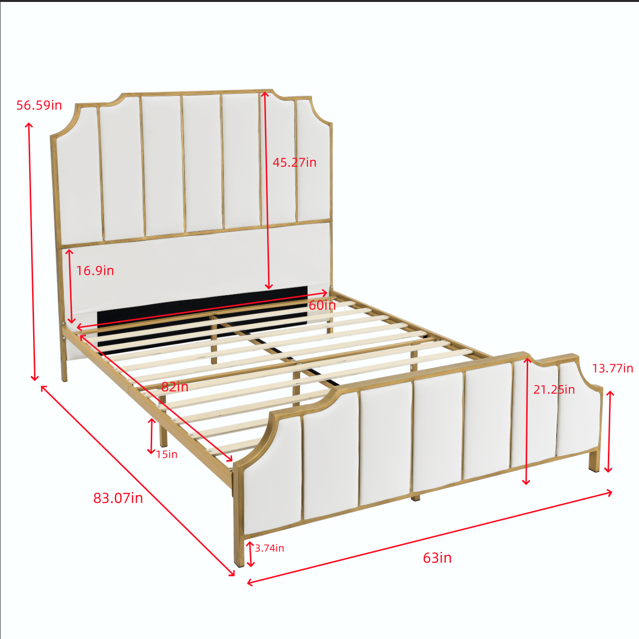 Queen Size Bed Frame,Upholstered Platform Bed & High Headboard With Wood Slat Support,No Box Spring Needed,Easy Assembly, Velvet White Box Spring Not Required Queen White Metal Bedroom Bed Frame Velvet Metal