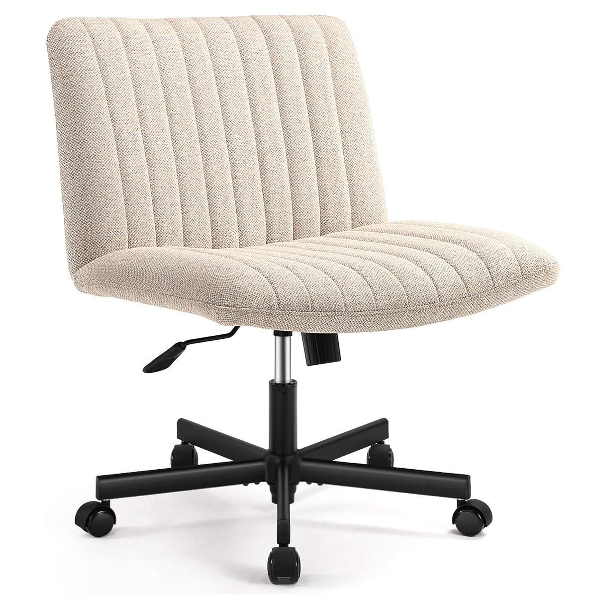 Viral Criss Cross Chair Plus Size Armless Swivel Home beige-fabric