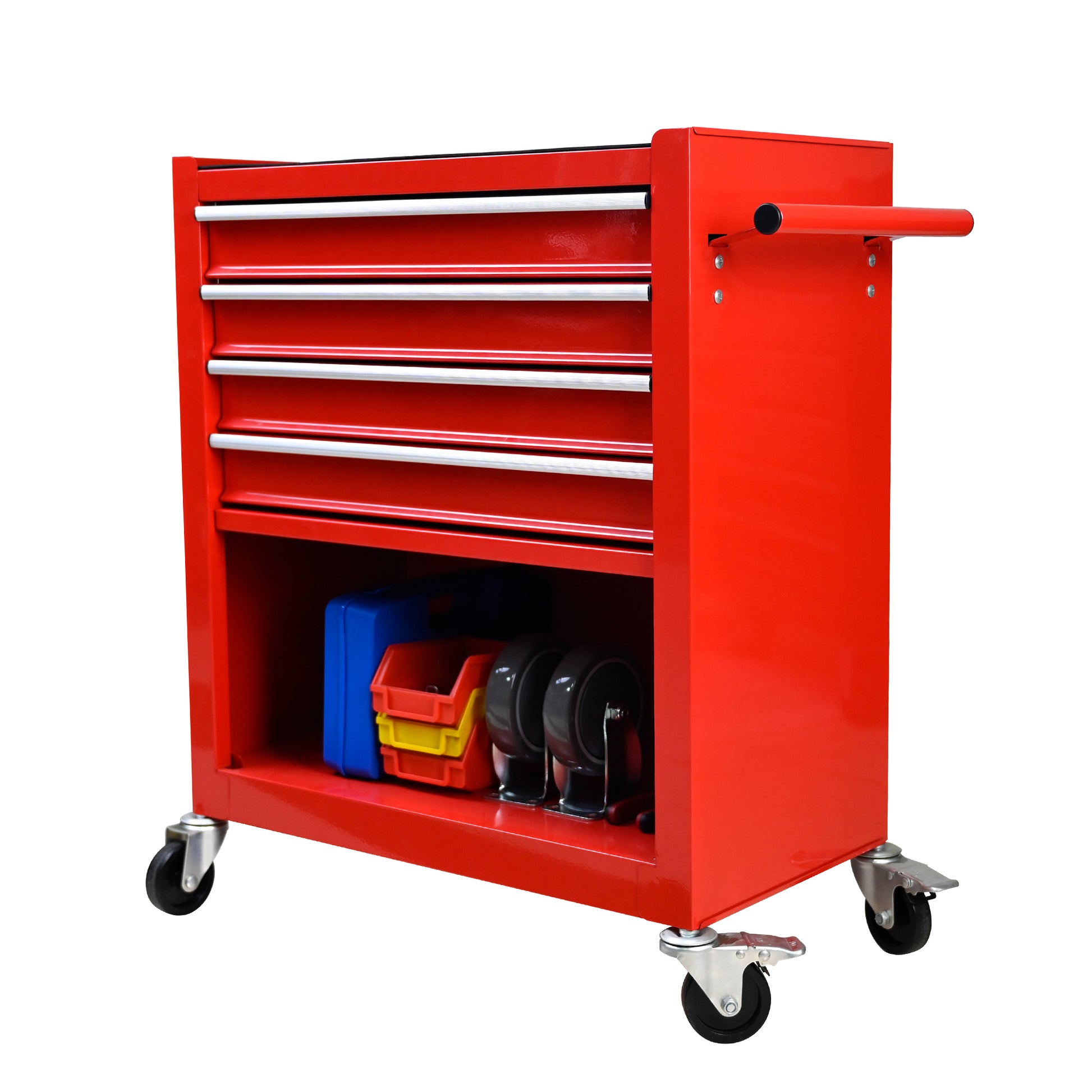 4 Drawers Multifunctional Red Tool Cart With