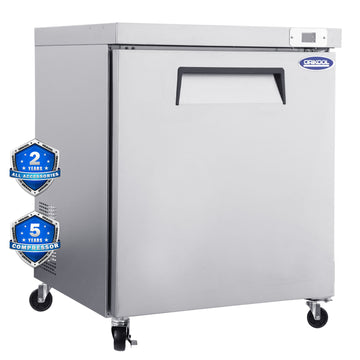 ORIKOOL 29" Commercial Under Counter Freezer 1 Door 8 silver-stainless steel