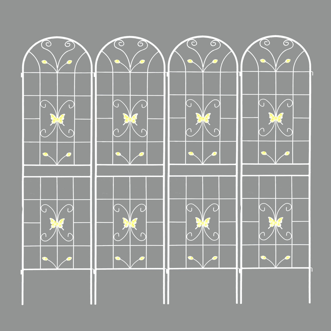 4 Pack Metal Garden Trellis 86.7" X 19.7" Rustproof Trellis For Climbing Plants Outdoor Flower Support Cream White Cream White Garden & Outdoor Iron