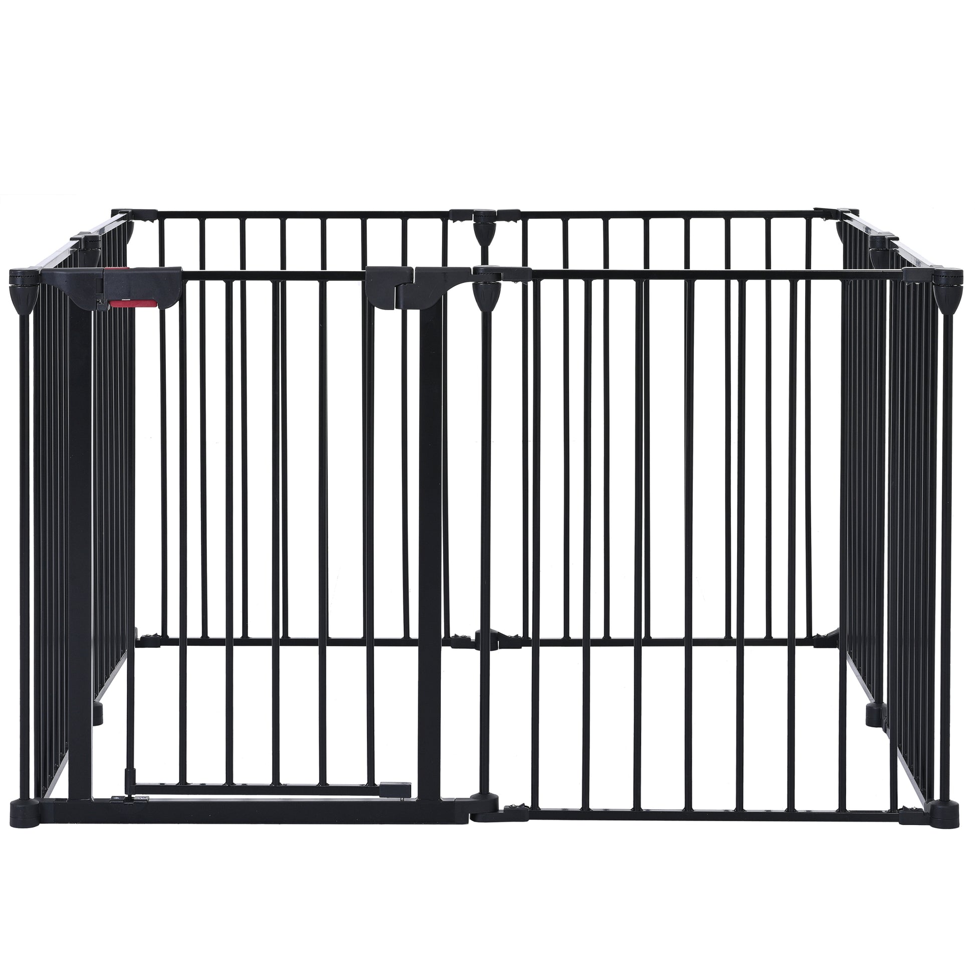 200" Adjustable Safety Gate 8 Panels Play Yard Metal Doorways Fireplace Fence Christmas Tree Fence Gate For House Stairs Gate Prohibited Area Fence Black Steel