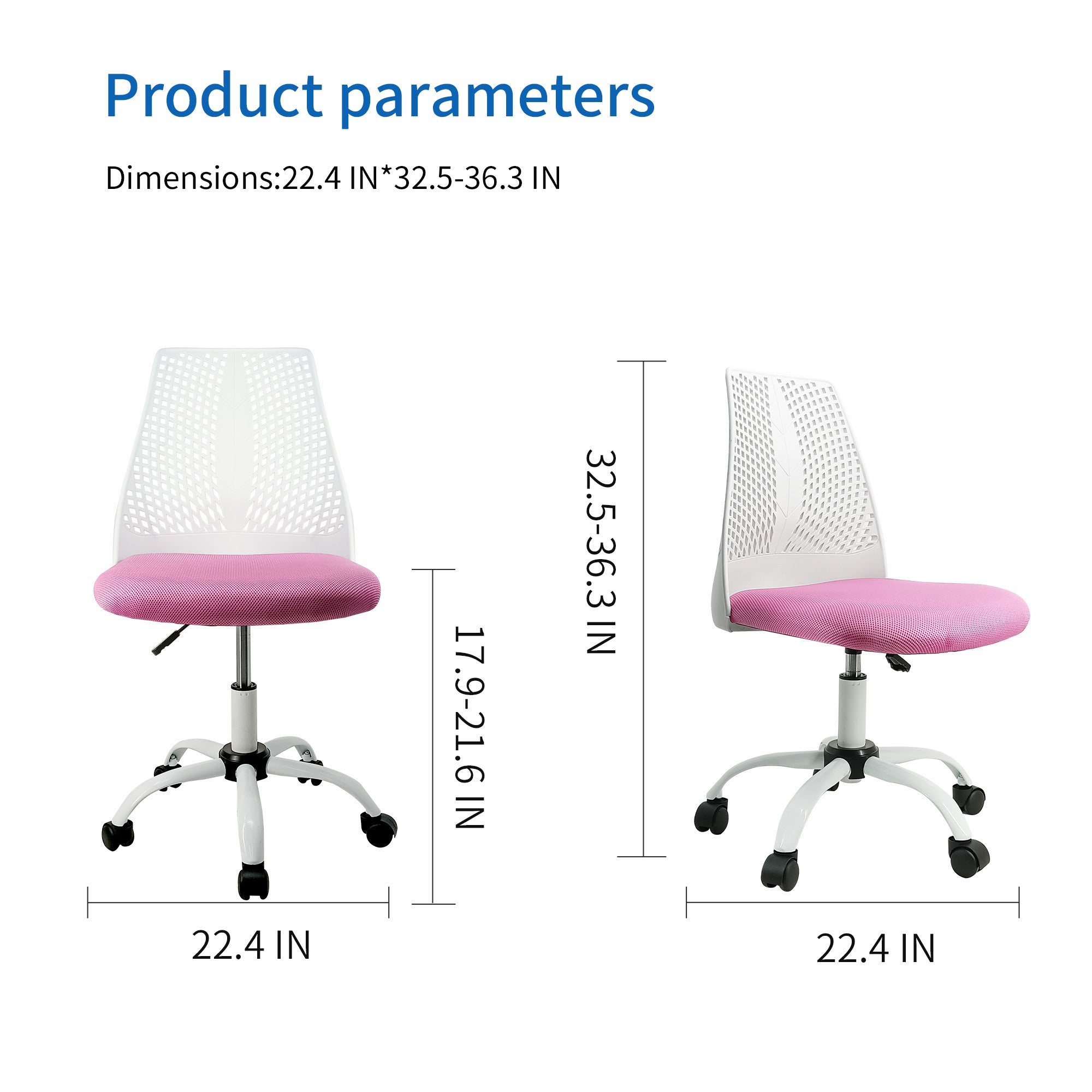Armless Ergonomic Office and Home Chair with white-fabric