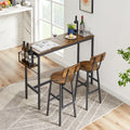 Bar Table Set With Wine Bottle Storage Rack. Rustic Brown, 47.24'' L X 15.75'' W X 35.43'' H. Rustic Brown Particle Board