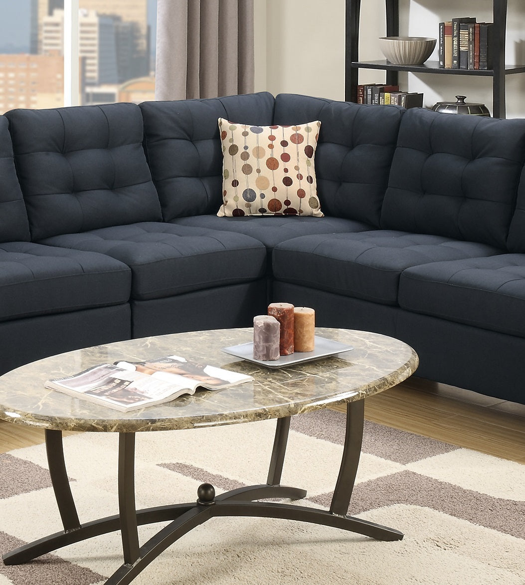 Modular Sectional Black Polyfiber 4Pcs Sectional Sofa Laf And Raf Loveseats Corner Wedge Armless Chair Tufted Cushion Couch Black Primary Living Space Tufted Back Classic,Contemporary,Modern Modular Rubberwood Fabric 5 Seat