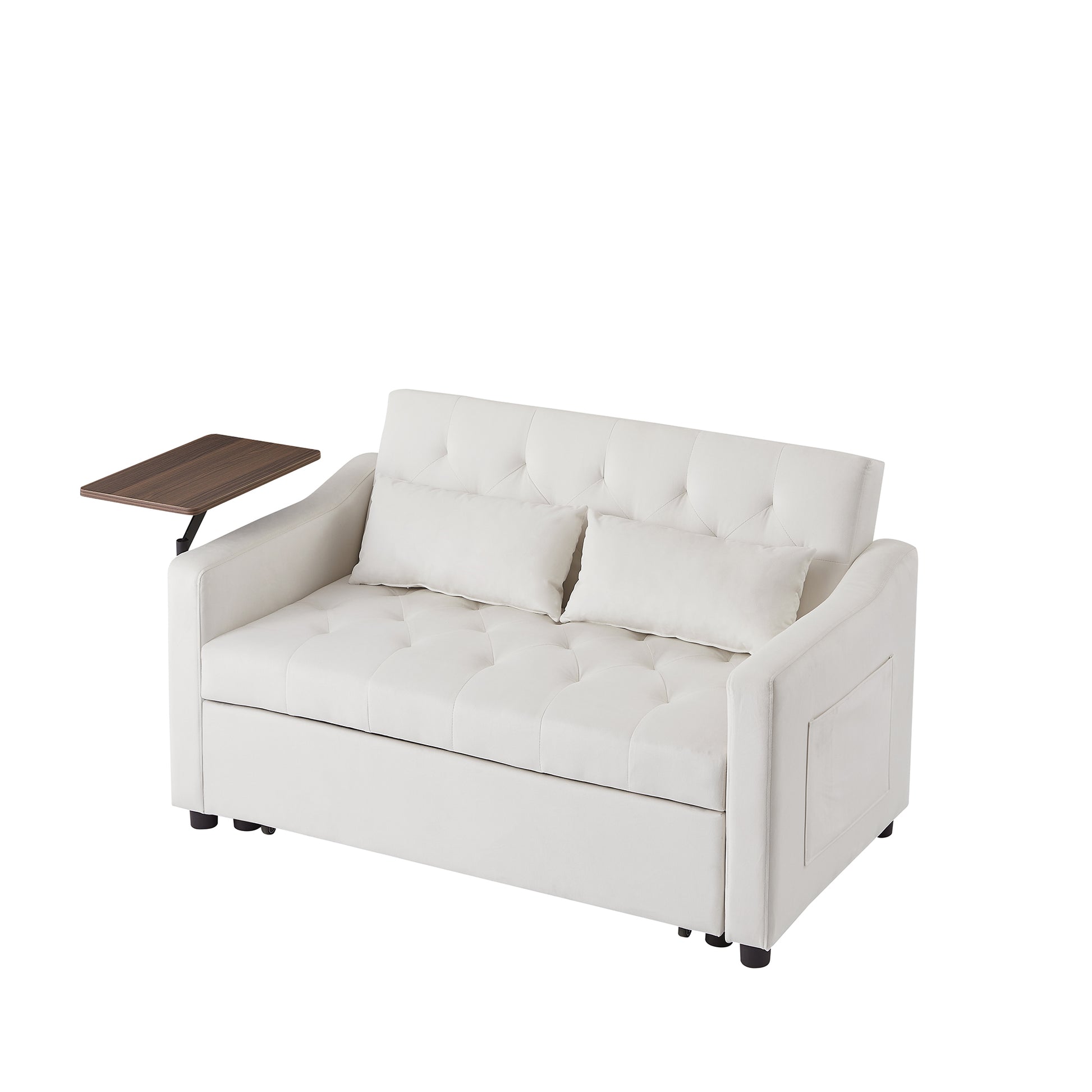 Cream White Velvet Sofa Bed Cream White Velvet Wood Tufted Back Foam Velvet 2 Seat
