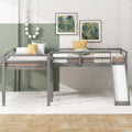 L Shaped Twin Size Loft Bed With Ladder And Slide, Gray Gray Solid Wood Mdf