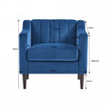 Modern Upholstered Tufted Accent Chair, Velvet Fabric Single Sofa Side Chair, Comfy Barrel Club Living Room Armchair With Solid Wood Legs For Bedroom Living Reading Room Office, Blue Blue Fabric