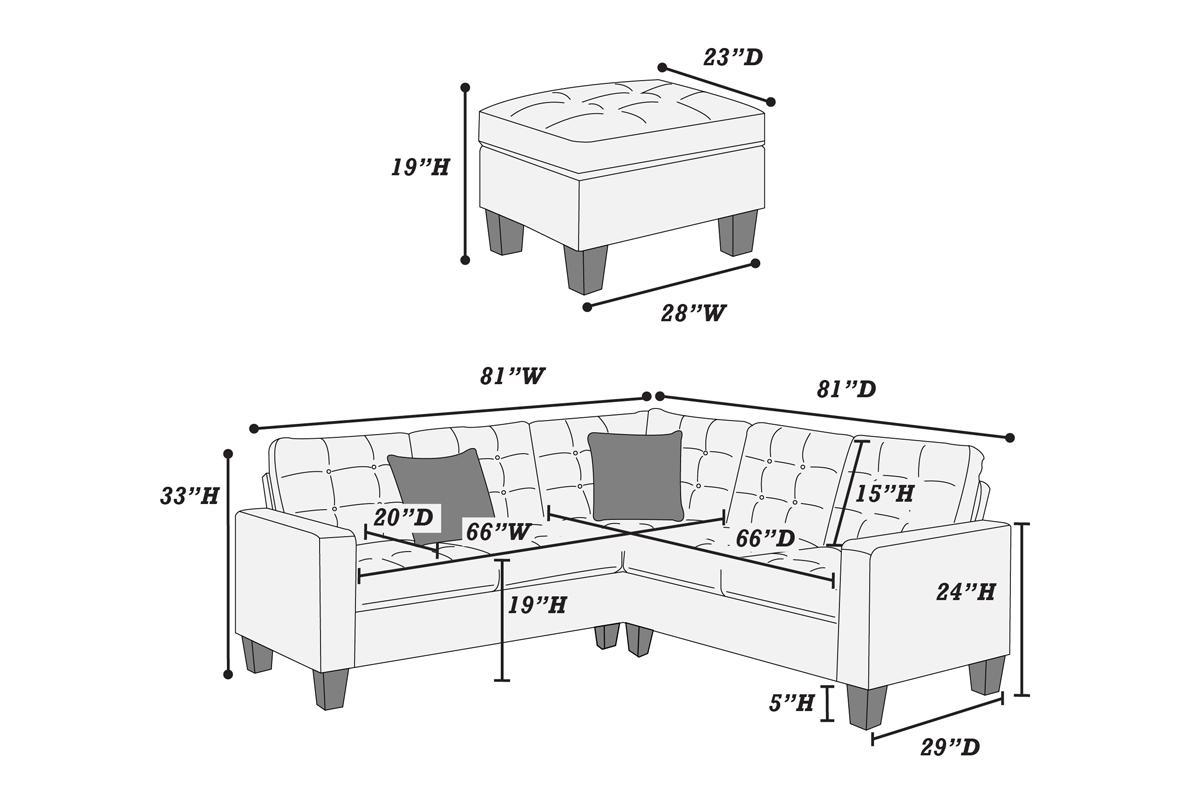 Modular Sectional W Ottoman Blue Grey Polyfiber 4Pcs Sectional Sofa Laf And Raf Loveseat Corner Wedge Ottoman Tufted Cushion Couch Blue Grey Primary Living Space Tufted Back Classic,Contemporary,Modern Modular Rubberwood Fabric 5 Seat