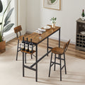 Bar Table Set With Wine Bottle Storage Rack. Rustic Brown, 47.24'' L X 15.75'' W X 35.43'' H. Rustic Brown Particle Board