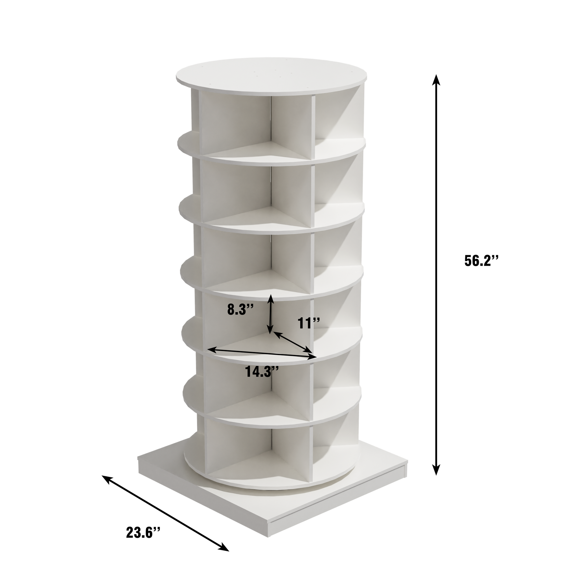 360 Rotating Shoe Cabinet 6 Layers - White