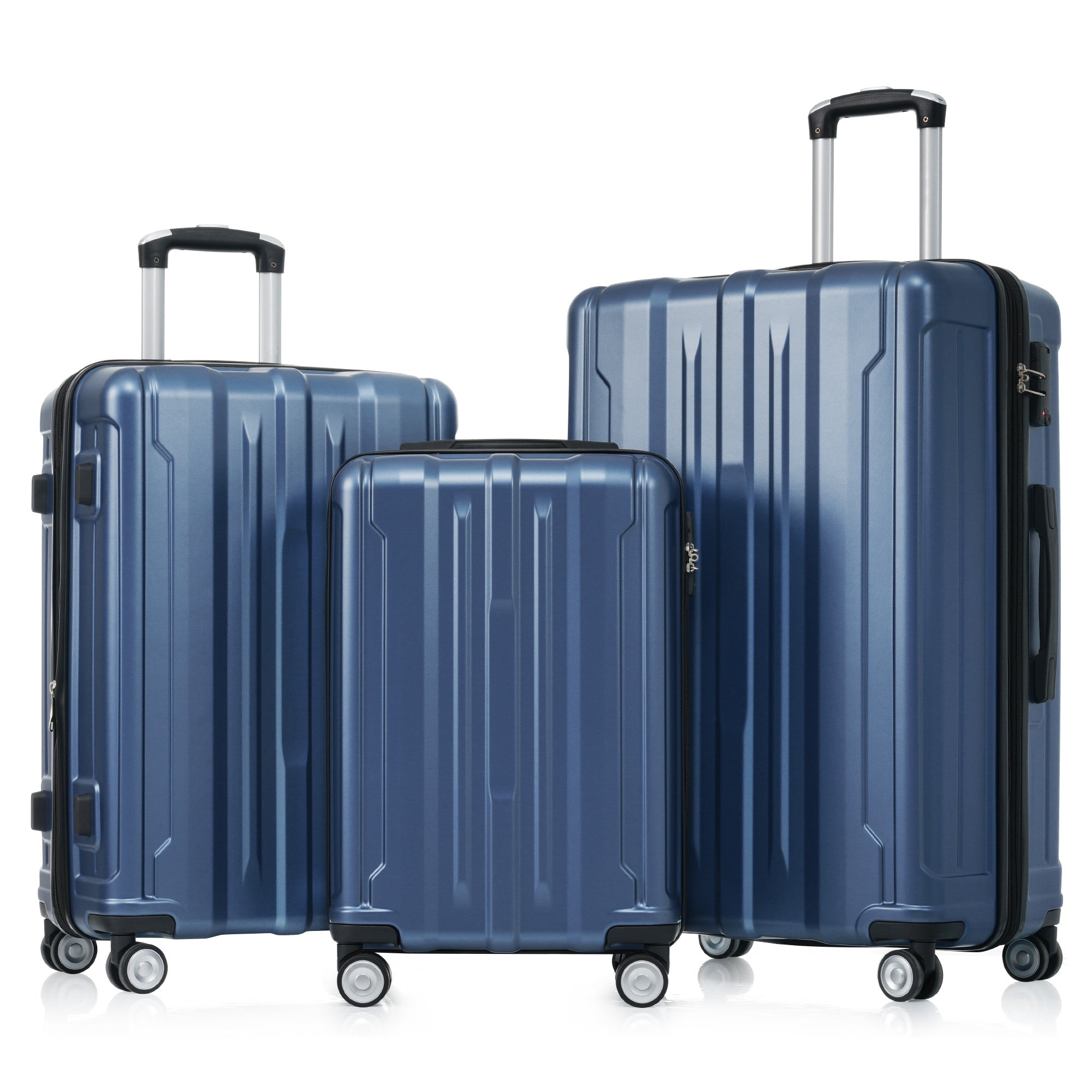 Hardside Luggage Sets 3 Pieces, Expandable Luggages blue-abs