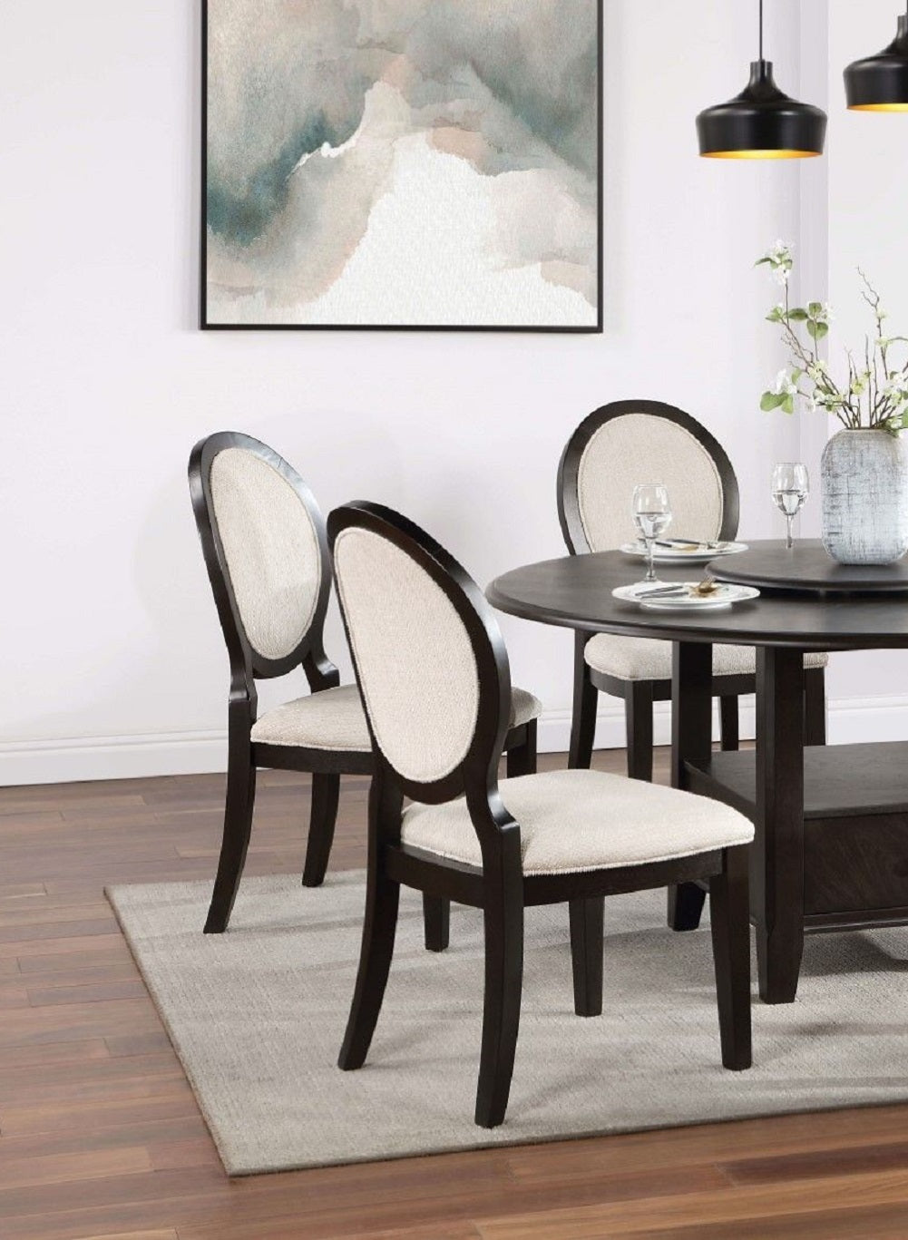 Transitional Espresso and Ivory Side Chairs Set of 2 espresso-espresso-dining