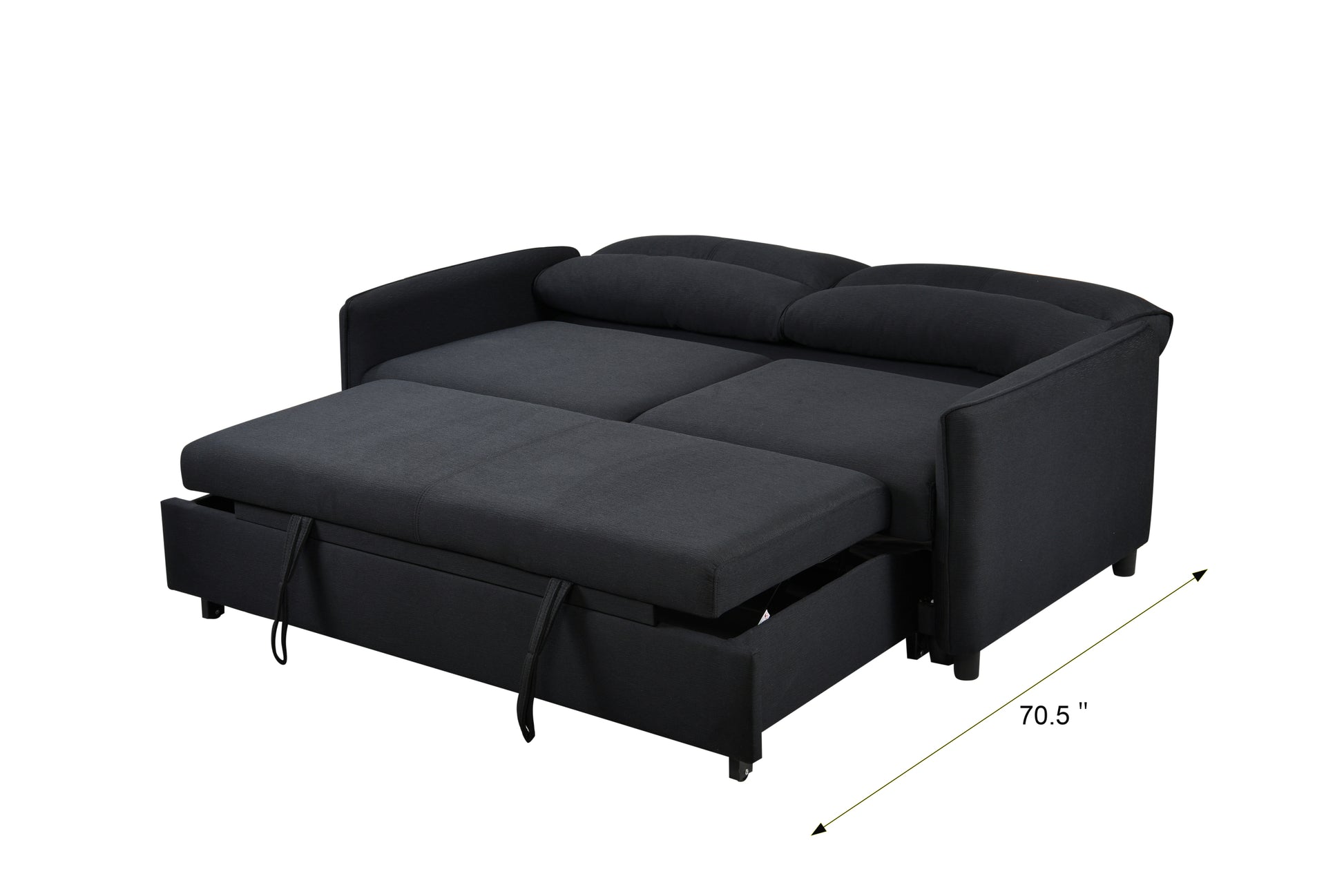 3 In 1 Convertible Sleeper Sofa Bed, Modern Fabric Loveseat Futon Sofa Couch W Pullout Bed, Small Beautiful Seat Lounge Sofa W Reclining Backrest, Furniture For Living Room, Black Black Foam Upholstered