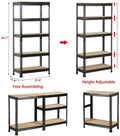 Storage Shelving Unit, 5 Tier Adjustable, Metal -