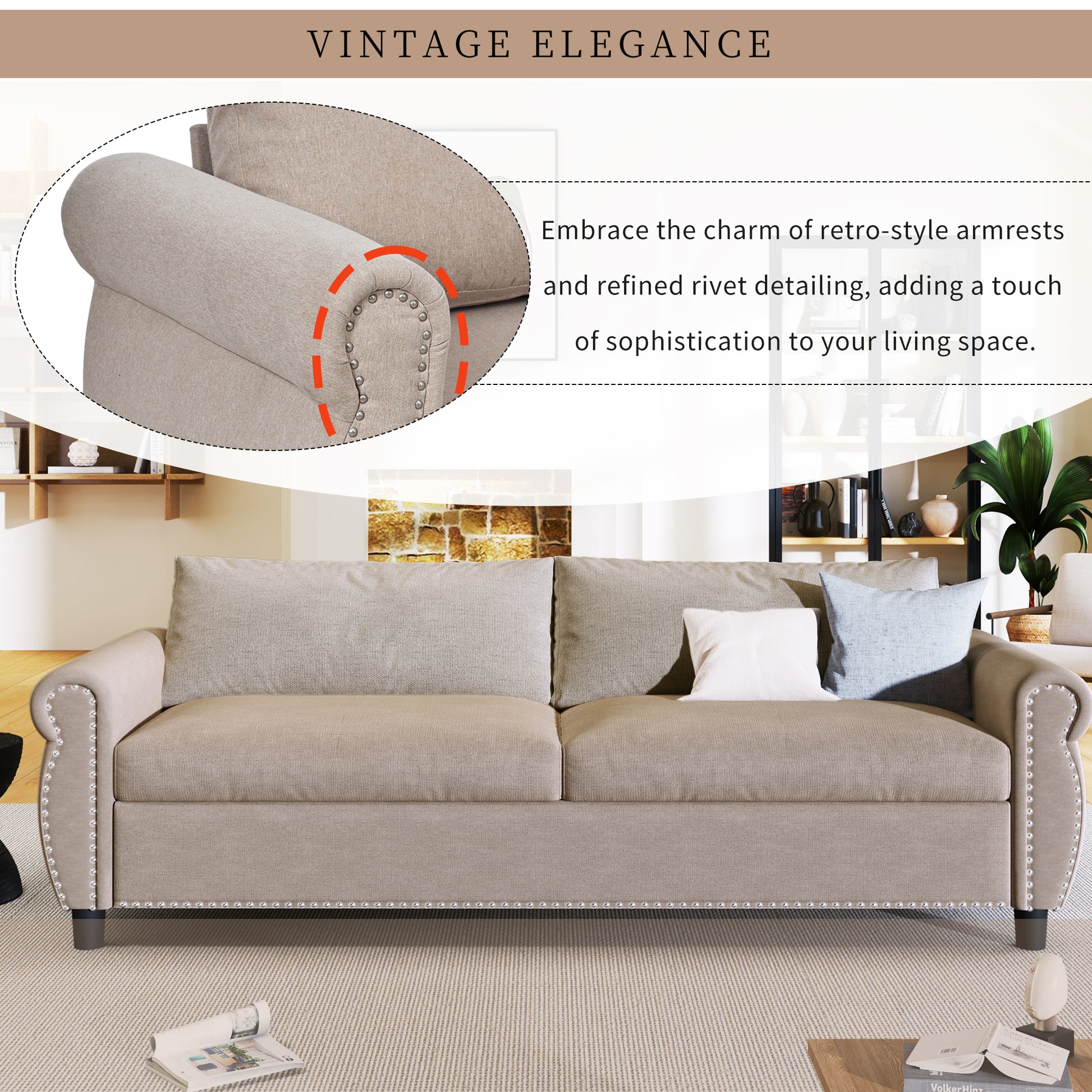 80.7'' 2 In 1 Sofa Bed Sleeper With Large Mattress 63''*70.9*3.3 Inch , For Living Room Spaces Bedroom Beige Polyester