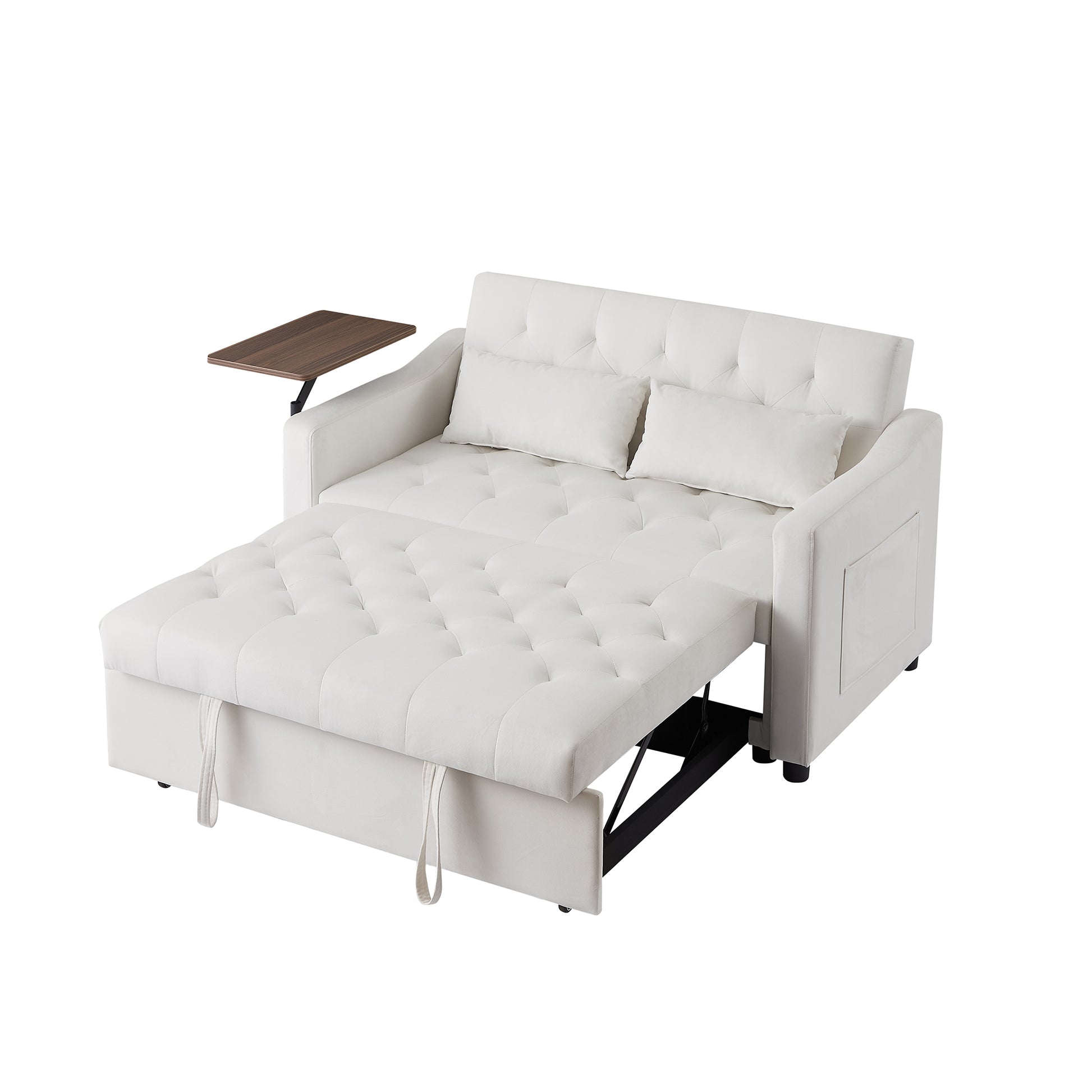 Cream White Velvet Sofa Bed Cream White Velvet Wood Tufted Back Foam Velvet 2 Seat