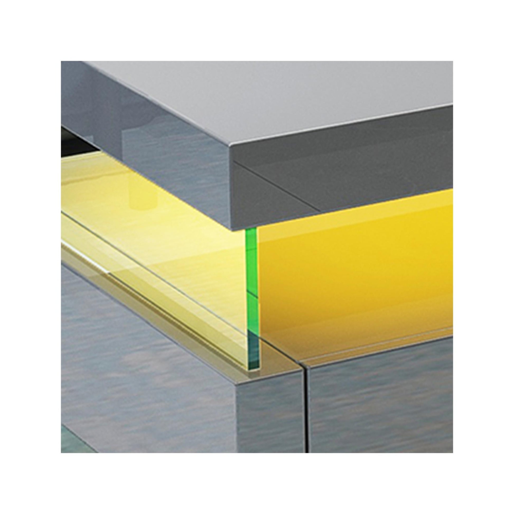 Ria Modern & Contemporary Style Built In Led Style Coffee Table In Gray Color Made With Wood & Glossy Finish Gray Primary Living Space Modern Rectangular Drawers Coffee & End Tables Glossy Solid Wood Mdf Wood