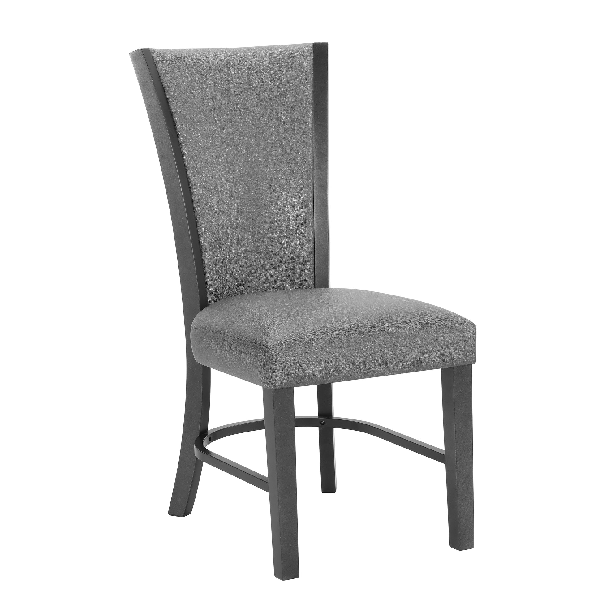 2Pc Contemporary Glam Upholstered Dining Side Chair Padded Plush Gray Fabric Upholstery Rich Black Color Wooden Furniture Gray Dining Room Contemporary,Farmhouse Dining Chairs Wood