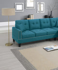 2 Pcs Sectional Set Living Room Furniture Laf Sofa And Raf Chaise Azure Blue Color Linen Like Fabric Tufted Couch Blue Primary Living Space Contemporary,Modern,Transitional L Shaped Rubberwood Fabric 5 Seat