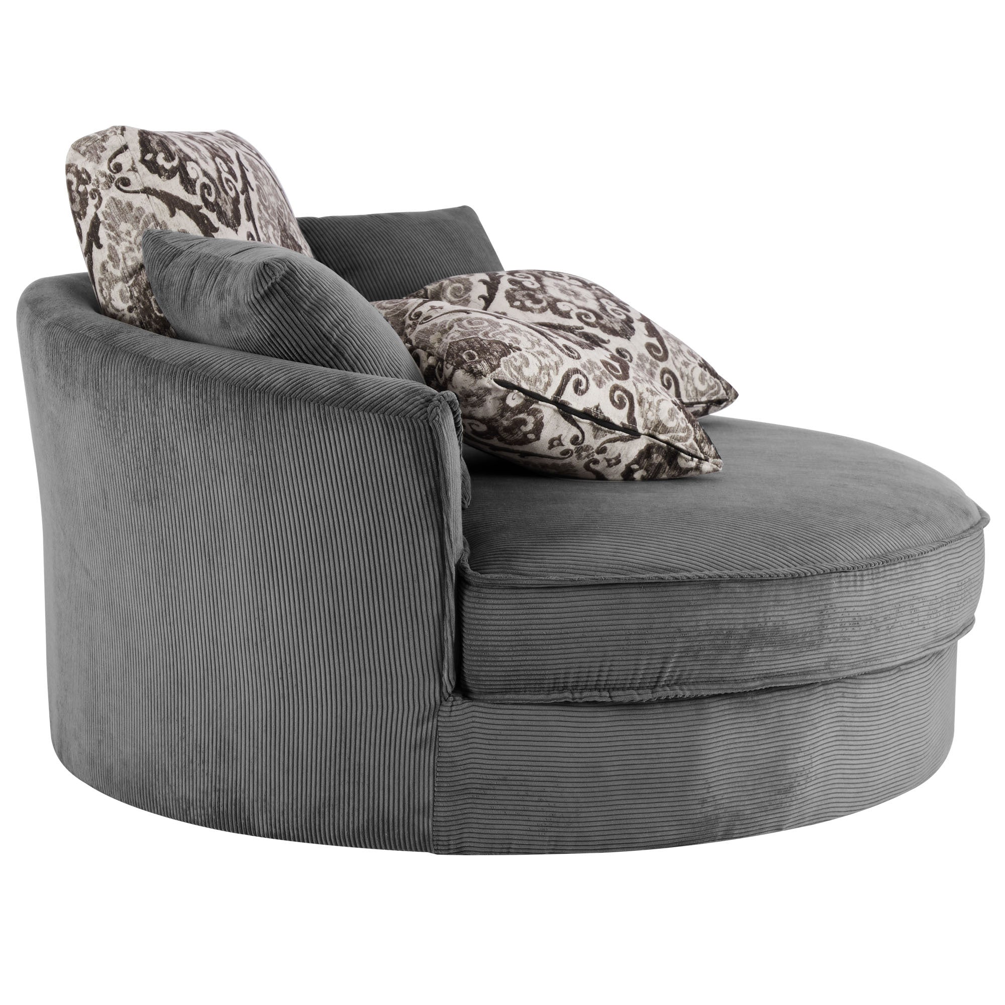 Swivel Accent Barrel Chair with 5 Movable Pillow 360 grey-foam-corduroy