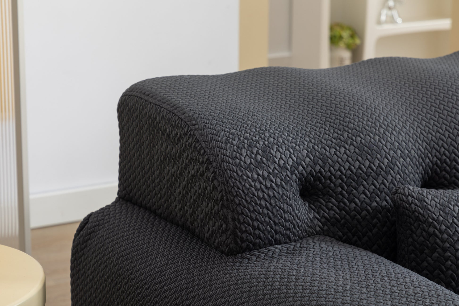 Large Size 1 Seater Sofa, Pure Foam Comfy Sofa Couch, Modern Lounge Sofa For Living Room, Apartment Black Foam Spring