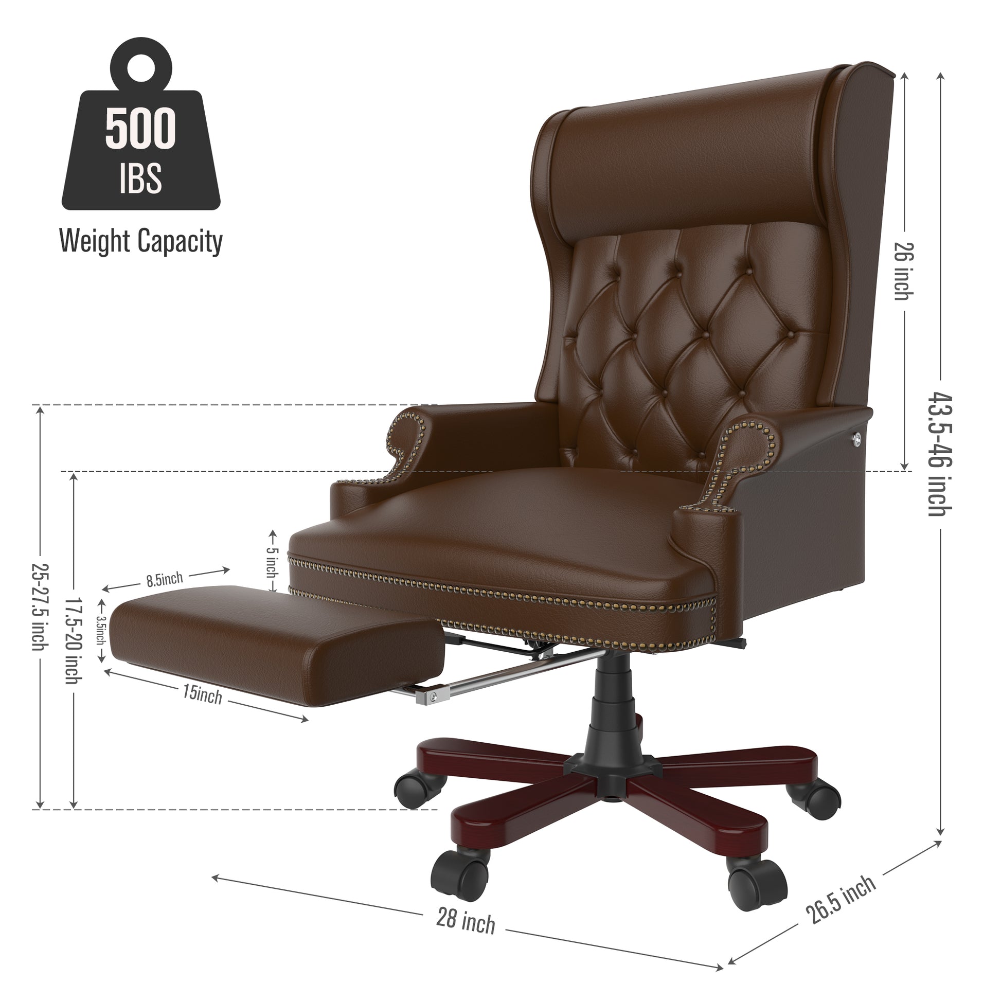 330Lbs Executive Office Chair With Footstool, Ergonomic Design High Ba
