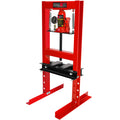 6 Ton Hydraulic Shop Floor Press, With Pressure Gauge Steel H Frame Shop Press With Steel Plates Adjustable Working Table, Red Red Steel