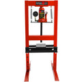 6 Ton Hydraulic Shop Floor Press, With Pressure Gauge Steel H Frame Shop Press With Steel Plates Adjustable Working Table, Red Red Steel