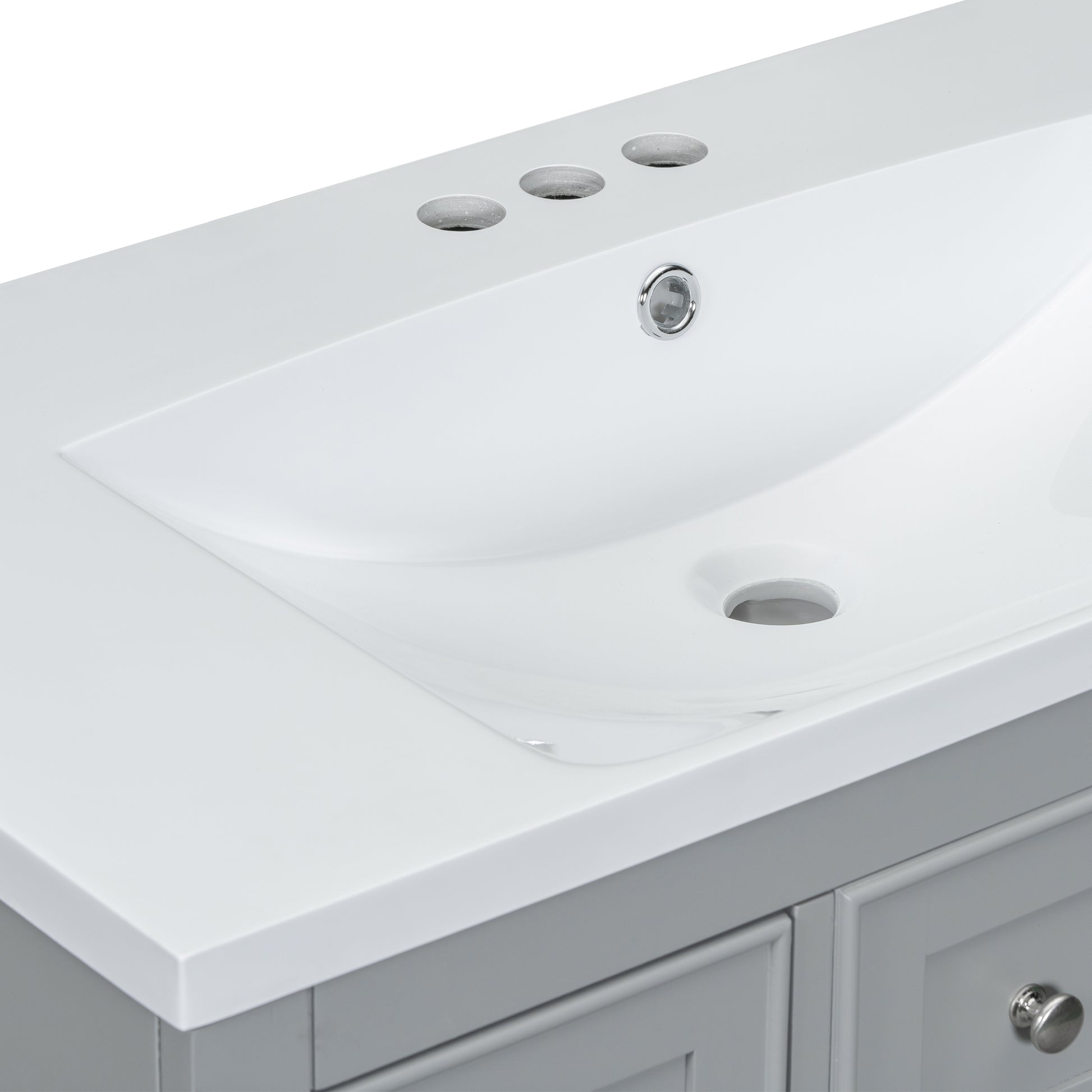 36" Bathroom Vanity With Sink Combo, One Cabinet And Six Drawers, Solid Wood And Mdf Board, Grey Old Sku:Sy999404Aae Grey Solid Wood Mdf