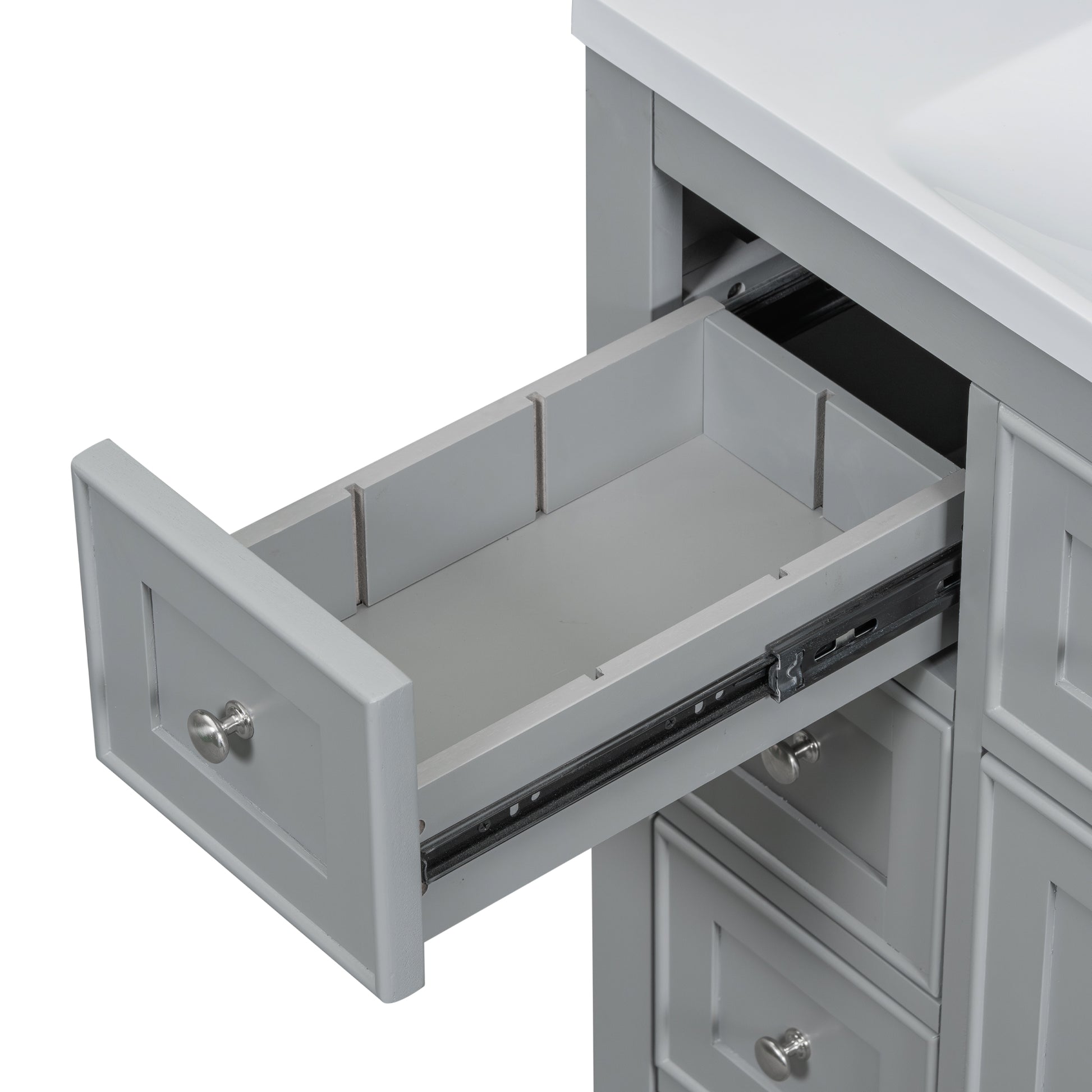 36" Bathroom Vanity With Sink Combo, One Cabinet And Six Drawers, Solid Wood And Mdf Board, Grey Old Sku:Sy999404Aae Grey Solid Wood Mdf