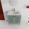 30 Inch Freestanding Bathroom Vanity With Ceramic SInk mint green-2-bathroom-freestanding-modern-steel