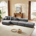 Soft Corduroy Sectional Modular Sofa 4 Piece Set, Small L Shaped Chaise Couch For Living Room, Apartment, Office, Gray Gray Corduroy