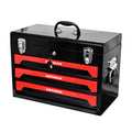 3 Drawers Tool Box - Black Red Steel