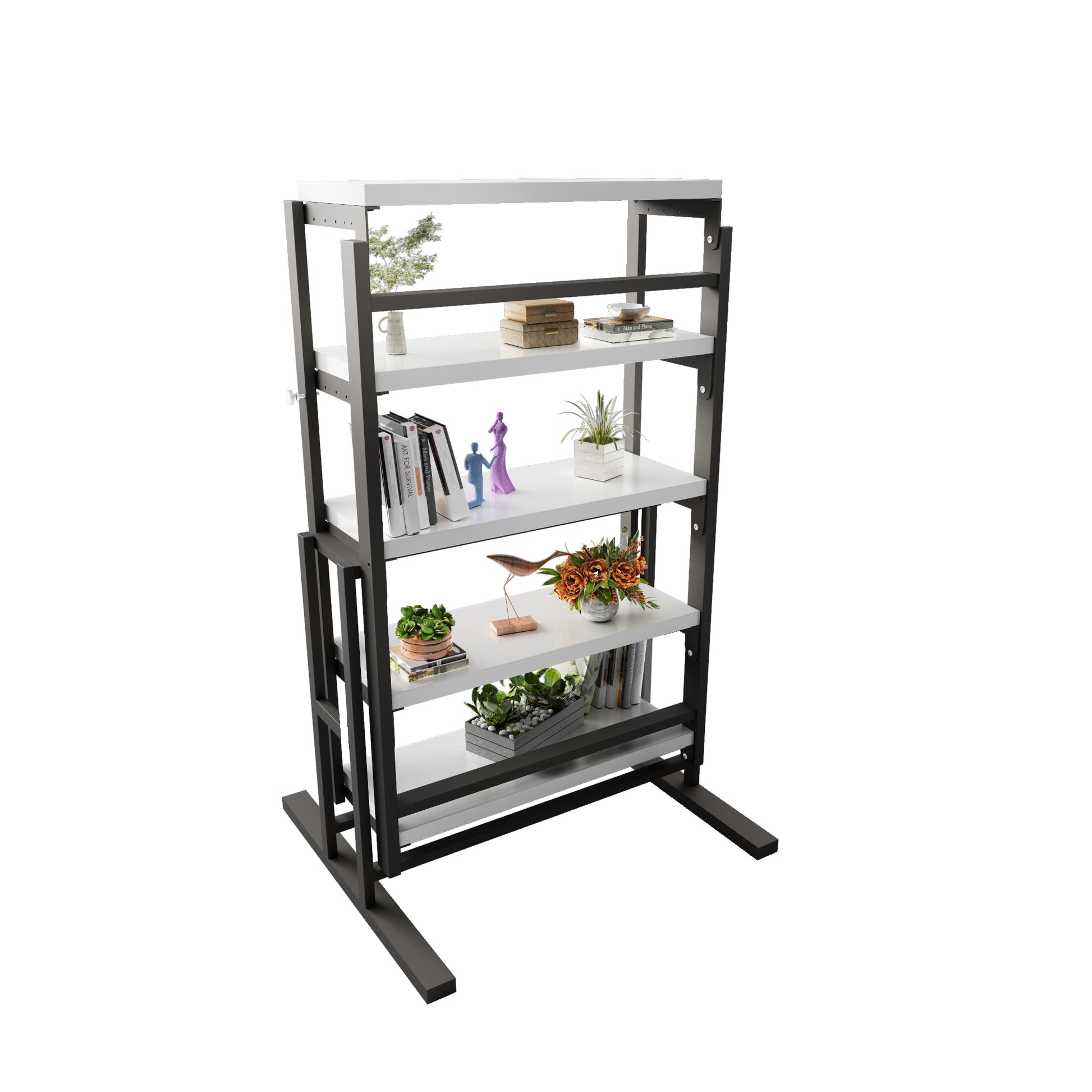 Solid Mahogany Wood Multifunction Convertible Dining Table,Free Switch Space Saving Table Shelf For Home And Studio, White Finish White Solid Wood