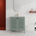 30 Inch Freestanding Bathroom Vanity With Ceramic SInk mint green-2-bathroom-freestanding-modern-steel