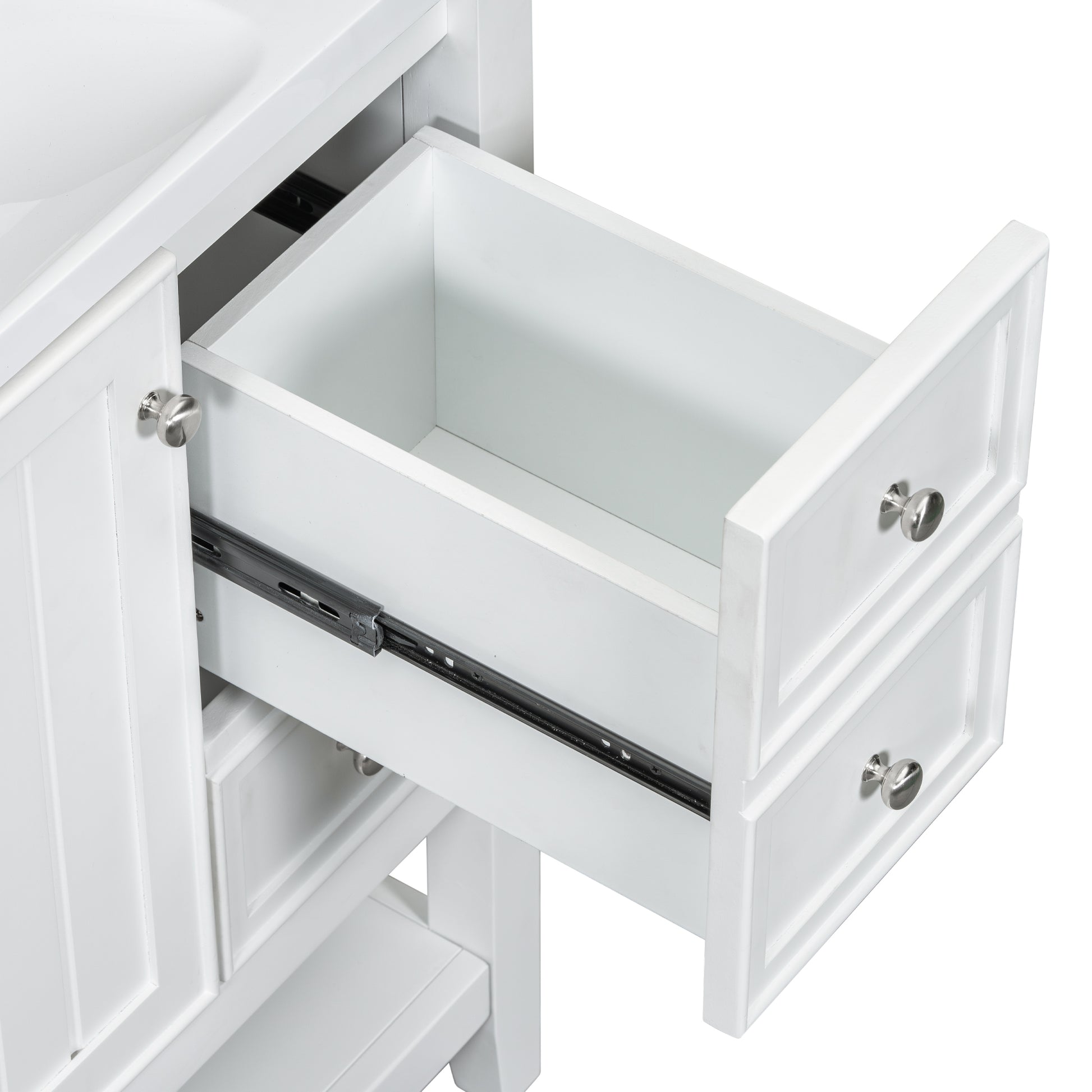 36" Bathroom Vanity With Sink Combo, One Cabinet And Three Drawers, Solid Wood And Mdf Board, White Old Sku:Sy999505Aak White Solid Wood Mdf