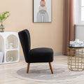 22.50''W Boucle Upholstered Armless Accent Chair Modern Slipper Chair, Cozy Curved Wingback Armchair, Corner Side Chair For Bedroom Living Room Office Cafe Lounge Hotel. Black Black Boucle