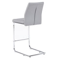 Light Grey Modern Simple Bar Chair Pu Leather Chrome Metal Pipe, Restaurant, Family Bar Chair Set Of 2 Light Grey Pu Leather