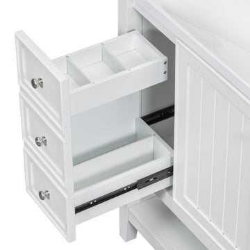 36" Bathroom Vanity With Sink Combo, One Cabinet And Three Drawers, Solid Wood And Mdf Board, White Old Sku:Sy999505Aak White Solid Wood Mdf