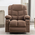 Massage Rocker Recliner Chair Rocking Chairs For Adults Oversized With 2 Cup Holders, Usb Charge Port Soft Features A Manual Massage And Heat. A B Brown Brown Soft Heavy Duty Foam Metal & Wood