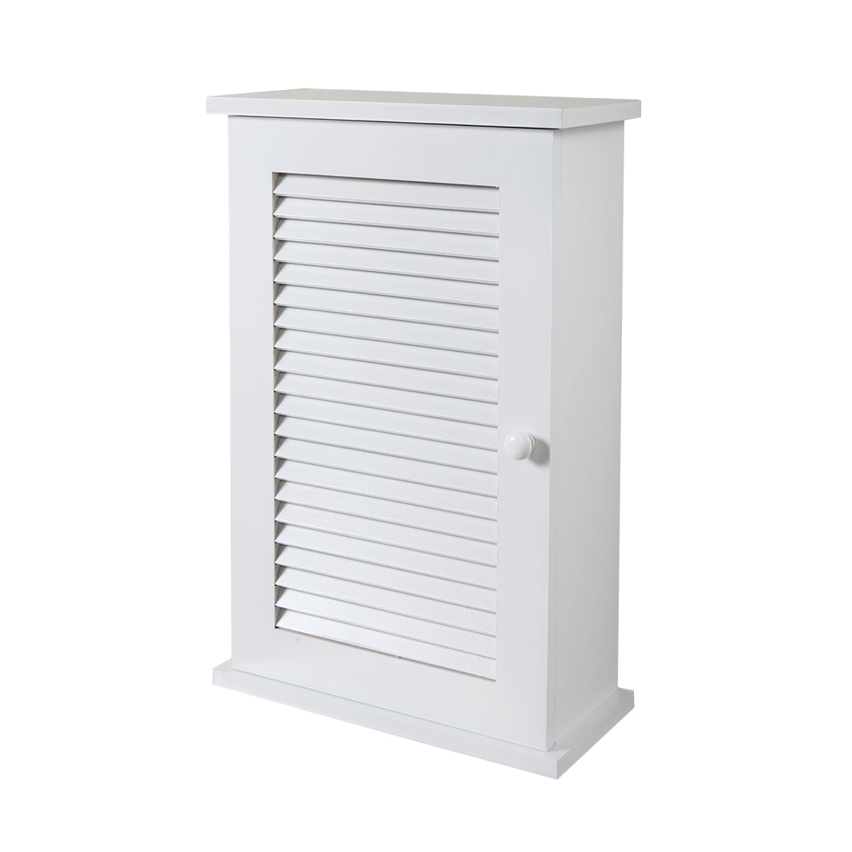 Wall Mounted Cabinet, Hanging Medicine Cabinet With 3 Tiers, Single Louvered Door, Floating Cupboard For Home Bathroom Bedroom, White White Mdf