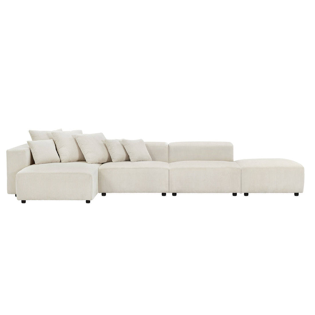 Soft Corduroy Sectional Modular Sofa 4 Piece Set, Small L Shaped Chaise Couch For Living Room, Apartment, Office, Beige Beige Fabric