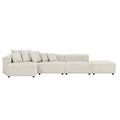 Soft Corduroy Sectional Modular Sofa 4 Piece Set, Small L Shaped Chaise Couch For Living Room, Apartment, Office, Beige Beige Fabric