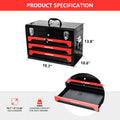 3 Drawers Tool Box - Black Red Steel